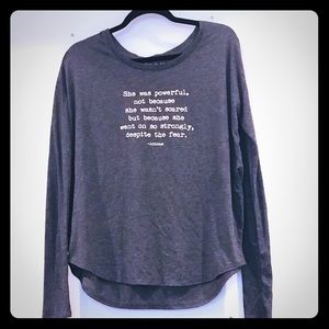 Om and Ah London graphic long sleeve t shirt grey